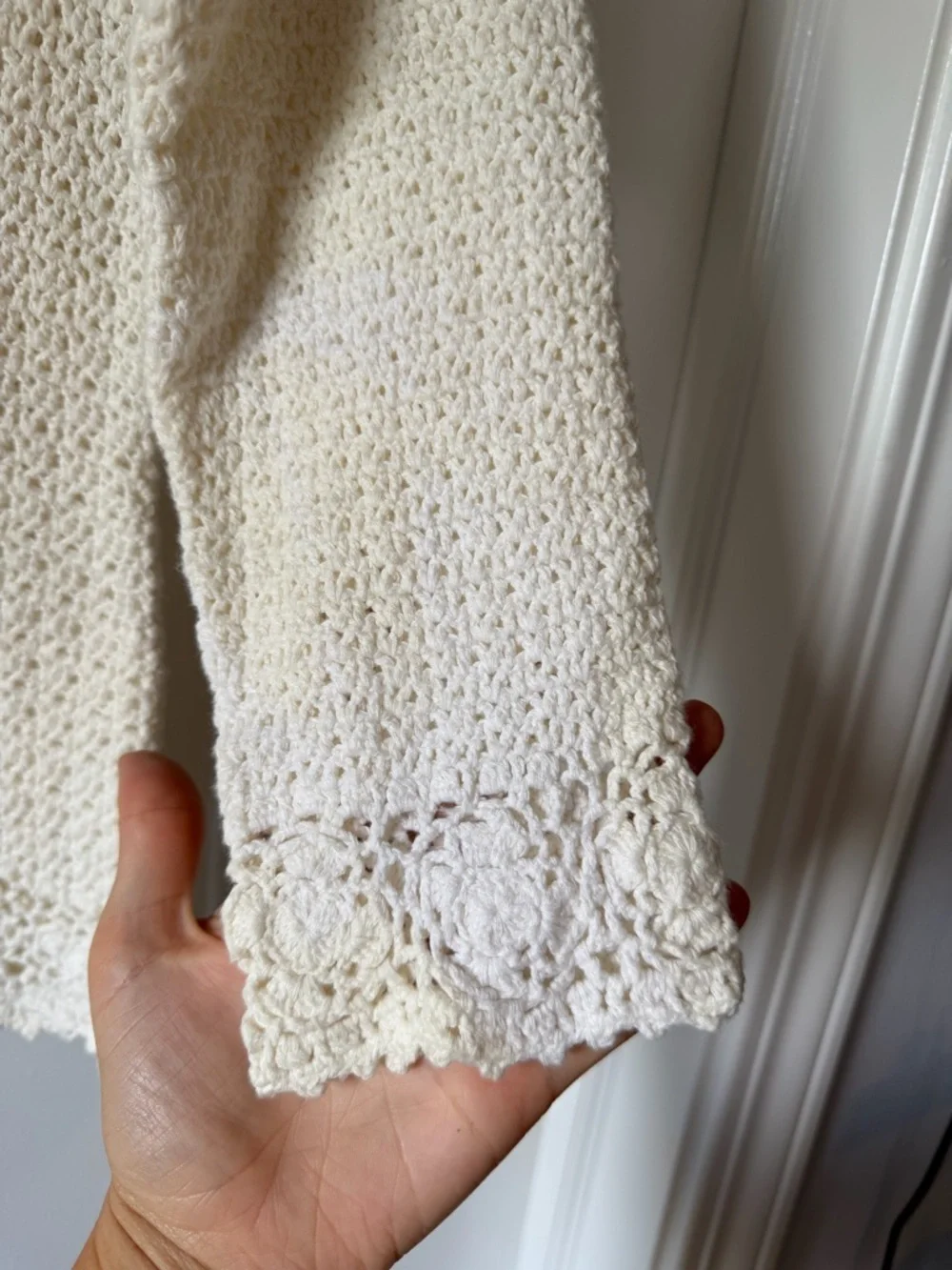 Vintage Kate Hill Whimsical Ren Faire Crochet Knit Tie-Front Linen/Cotton Top
